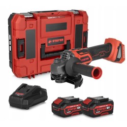 Акумулаторен ъглошлайф Stayer AGBX L2024 SET, 18 V Brushless, комплект с 2 батерии 4.0 Ah и зарядно